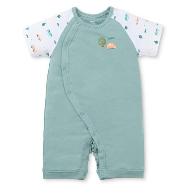 Set 2 Bodysuit kháng khuẩn Modal đùi Animo VD0725009 (0-12M,Lá-trắng,DD06)