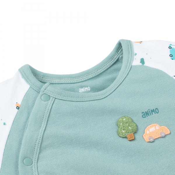 Set 2 Bodysuit kháng khuẩn Modal đùi Animo VD0725009 (0-12M,Lá-trắng,DD06)