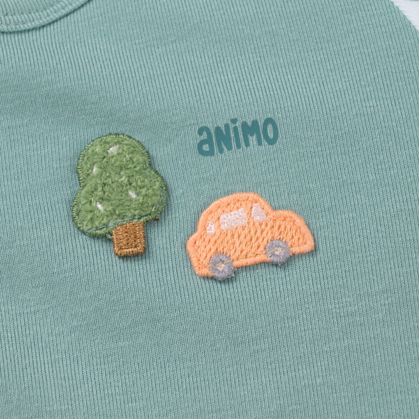 Set 2 Bodysuit kháng khuẩn Modal đùi Animo VD0725009 (0-12M,Lá-trắng,DD06)