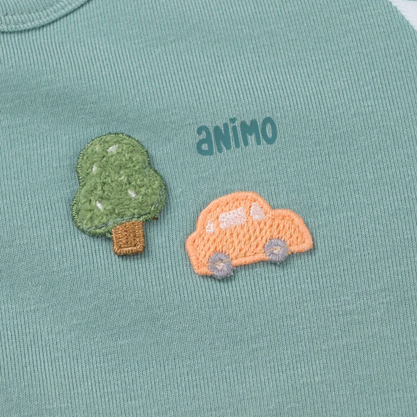 Set 2 Bodysuit kháng khuẩn Modal đùi Animo VD0725009 (0-3M,Lá-trắng,DD06)