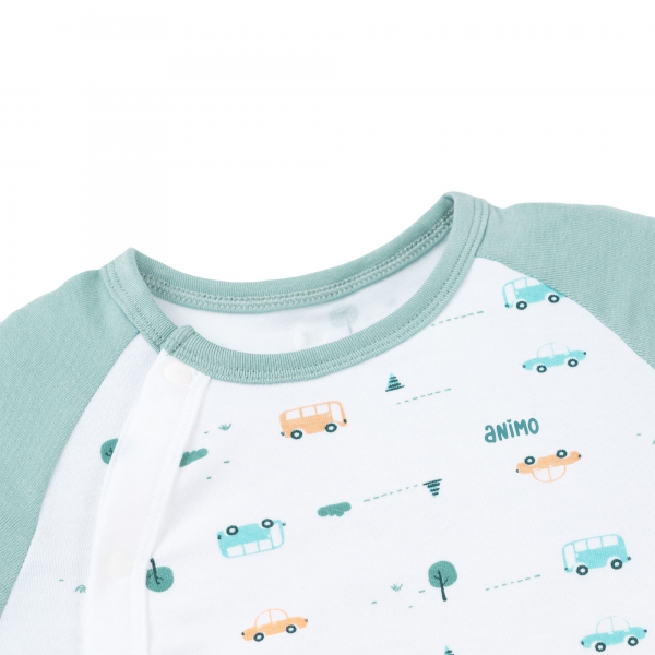 Set 2 Bodysuit kháng khuẩn Modal đùi Animo VD0725009 (0-12M,Lá-trắng,DD06)