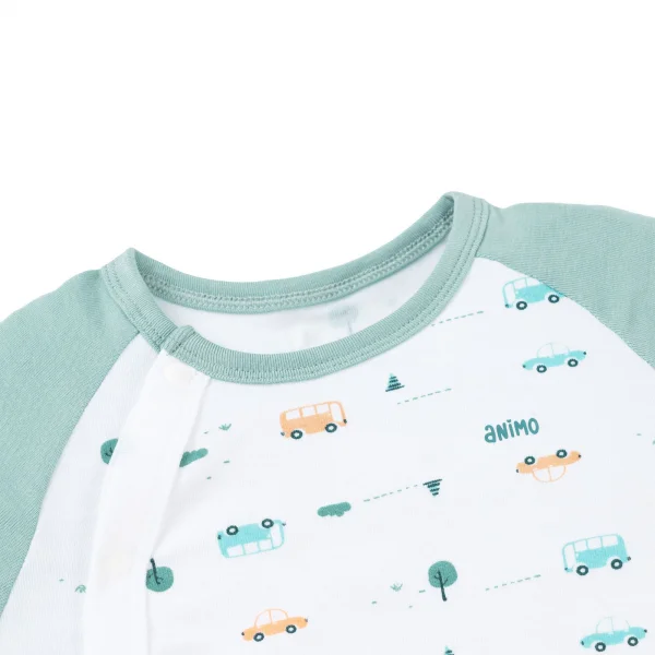 Set 2 Bodysuit kháng khuẩn Modal đùi Animo VD0725009 (0-3M,Lá-trắng,DD06)