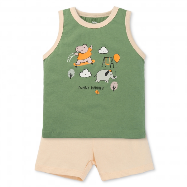 Bộ bé trai sát nách Animo Easy HN0725017 (1-4Y,Lá-kem,TT02)