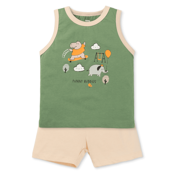 Bộ bé trai sát nách Animo Easy HN0725017 (1-4Y,Lá-kem,TT02)