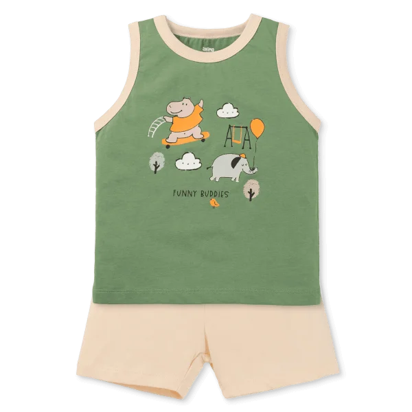 Bộ bé trai áo sát nách quần ngắn Animo easy (1-4Y) HN0725017