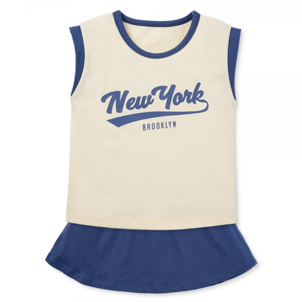 Bộ bé gái ngắn Animo Easy LU0725037 (1-4Y,Kem-navy,DD02)