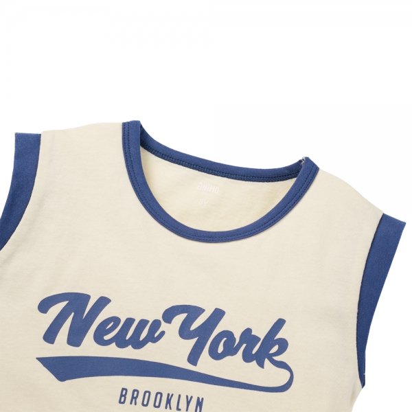 Bộ bé gái ngắn Animo Easy LU0725037 (1-4Y,Kem-navy,DD02)