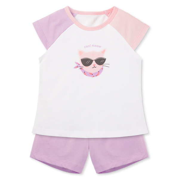 Bộ bé gái ngắn Animo Easy LU0725035 (1-4Y,Trắng-tím,TT01)