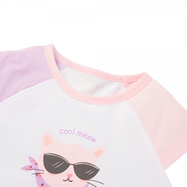 Bộ bé gái ngắn Animo Easy LU0725035 (1-4Y,Trắng-tím,TT01)