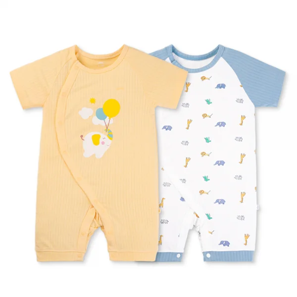 Set 2 bodysuit rayon chống muỗi đùi Animo VD0825028 (0-12M,Vàng-xanh,TT06)