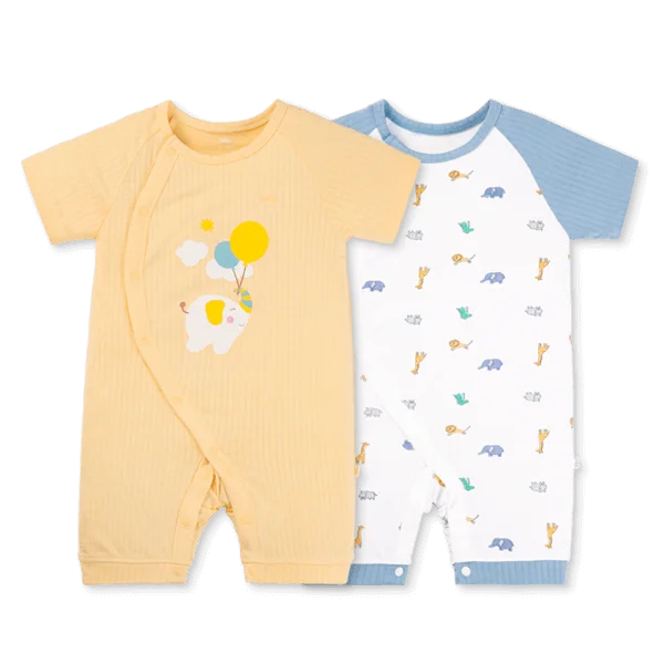 Set 2 bodysuit rayon chống muỗi đùi Animo VD0825028 (0-12M,Vàng-xanh,TT06)