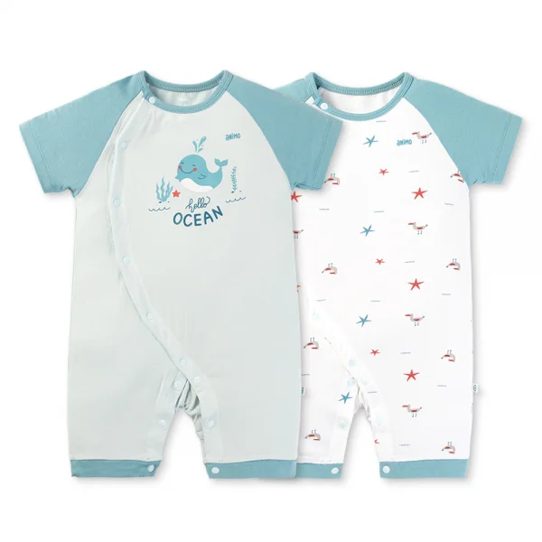 Set 2 Bodysuit kháng khuẩn Modal đùi Animo BMC0525030 (0-12M,Dương-trắng,DD06)
