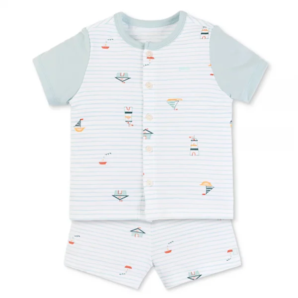 Set 2 Bộ kháng khuẩn Modal ngắn Animo VD0725004 (0-3M,Lá-trắng,NN06)