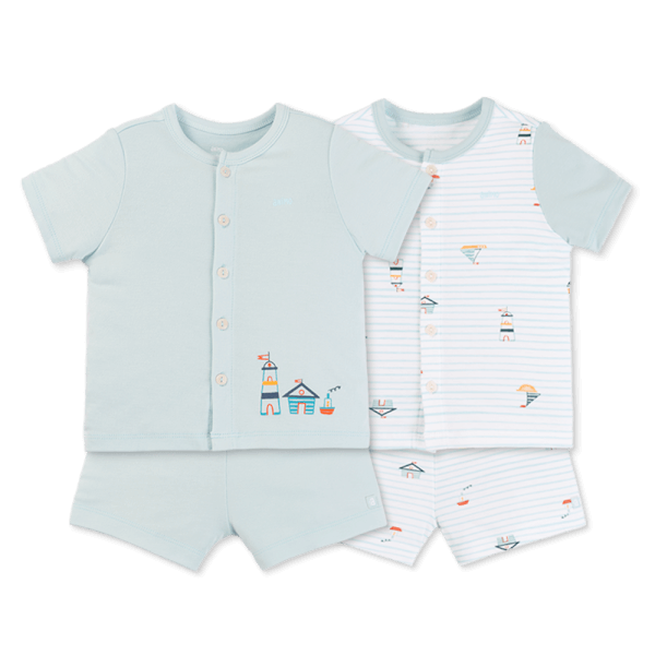 Set 2 Bộ kháng khuẩn Modal ngắn Animo VD0725004 (0-3M,Lá-trắng,NN06)