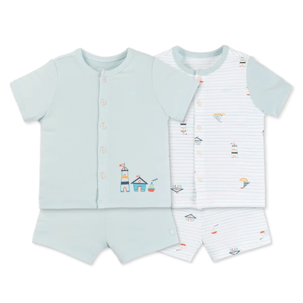 Set 2 Bộ kháng khuẩn Modal ngắn Animo VD0725004 (0-3M,Lá-trắng,NN06)