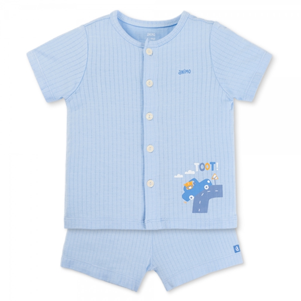 Set 2 bộ rayon chống muỗi ngắn Animo VD0825024 (0-24M,Xanh -trắng,TT06)