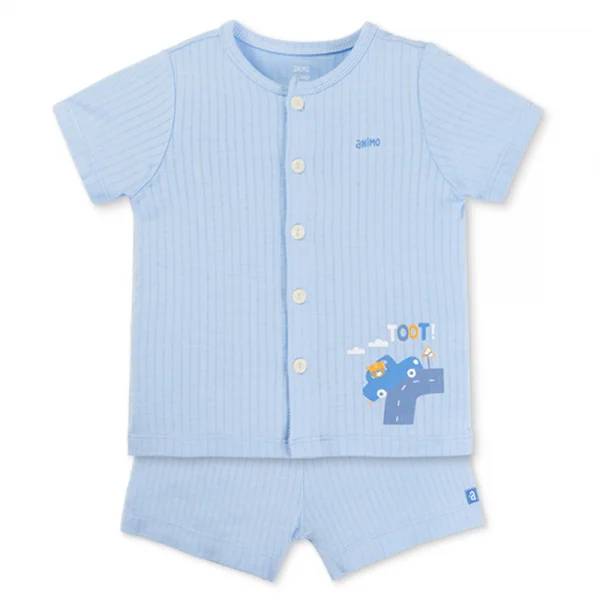 Set 2 bộ rayon chống muỗi ngắn Animo VD0825024 (0-24M,Xanh -trắng,TT06)