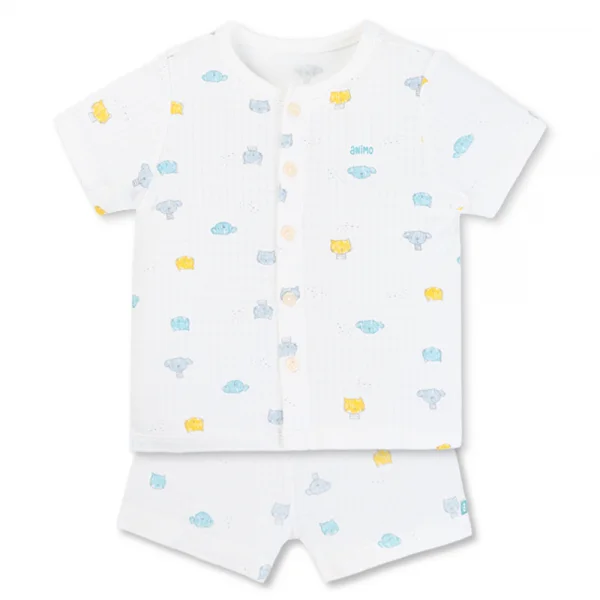 Set 2 bộ rayon chống muỗi ngắn Animo VD0825024 (0-24M,Xanh -trắng,TT06)