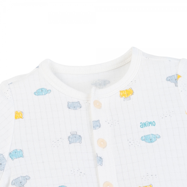 Set 2 bộ rayon chống muỗi ngắn Animo VD0825024 (0-24M,Xanh -trắng,TT06)