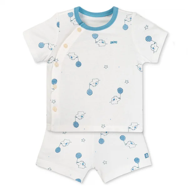 Set 2 Bộ kháng khuẩn Modal ngắn Animo VD0725003 (0-3M,Biển-trắng,DD05)