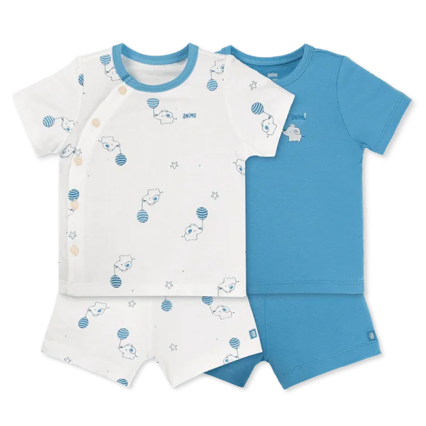 Set 2 Bộ kháng khuẩn Modal ngắn Animo VD0725003 (0-3M,Biển-trắng,DD05)