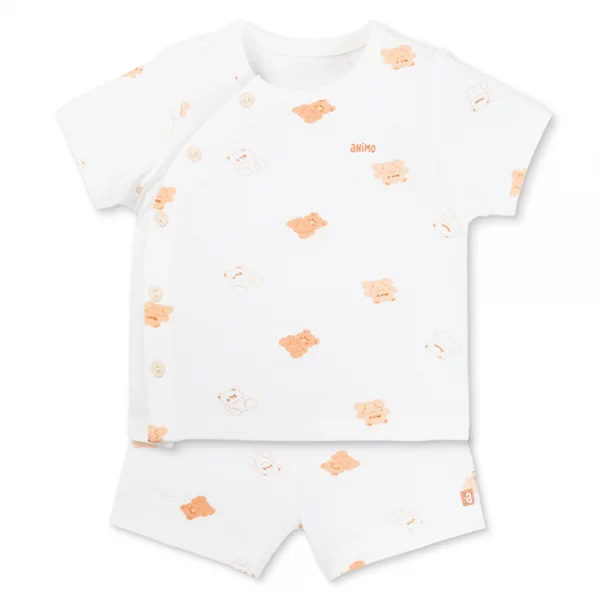 Set 2 Bộ kháng khuẩn Modal ngắn Animo VD0725001 (0-3M,Cam-trắng,TT06)