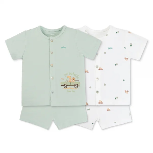 Set 2 Bộ kháng khuẩn Modal ngắn Animo BMC0625001 (0-24M,Lá-trắng,DD06)