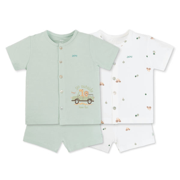 Set 2 Bộ kháng khuẩn Modal ngắn Animo BMC0625001 (0-24M,Lá-trắng,DD06)