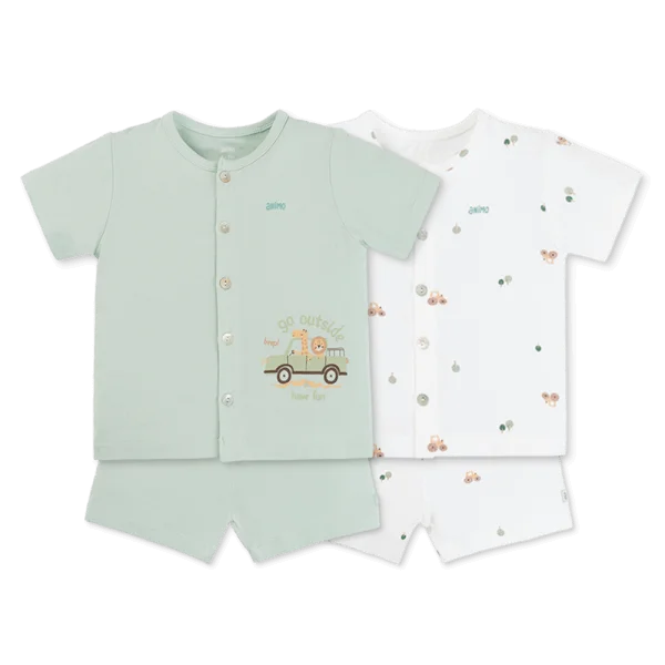 Set 2 Bộ kháng khuẩn Modal ngắn Animo BMC0625001 (0-24M,Lá-trắng,DD06)