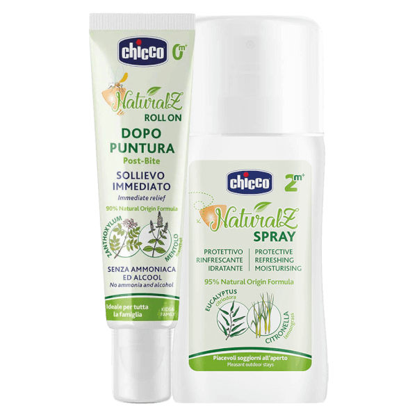 Combo 1 Xịt đa năng xua muỗi Chicco 100ml (Mới) và Lăn bôi vết muỗi đốt, côn trùng cắn Chicco 10ml