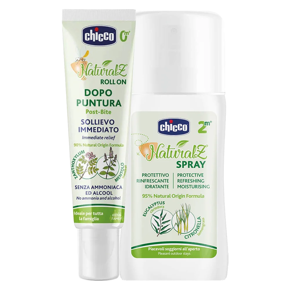 Combo 1 Xịt đa năng xua muỗi Chicco 100ml (Mới) và Lăn bôi vết muỗi đốt, côn trùng cắn Chicco 10ml