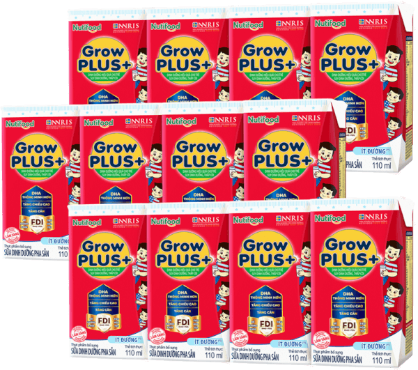 Combo 3 lốc Sữa GrowPLUS+ ít đường 110ml (lốc 4 hộp)