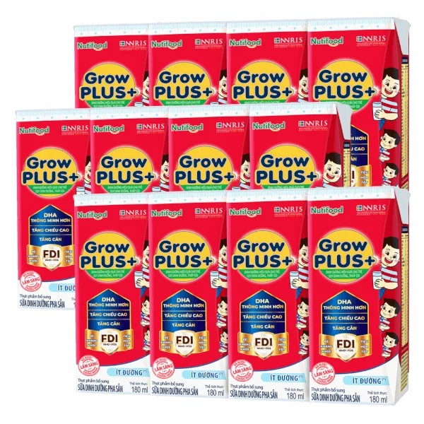 Combo 3 lốc Sữa GrowPLUS+ ít đường 180ml (lốc 4 hộp)