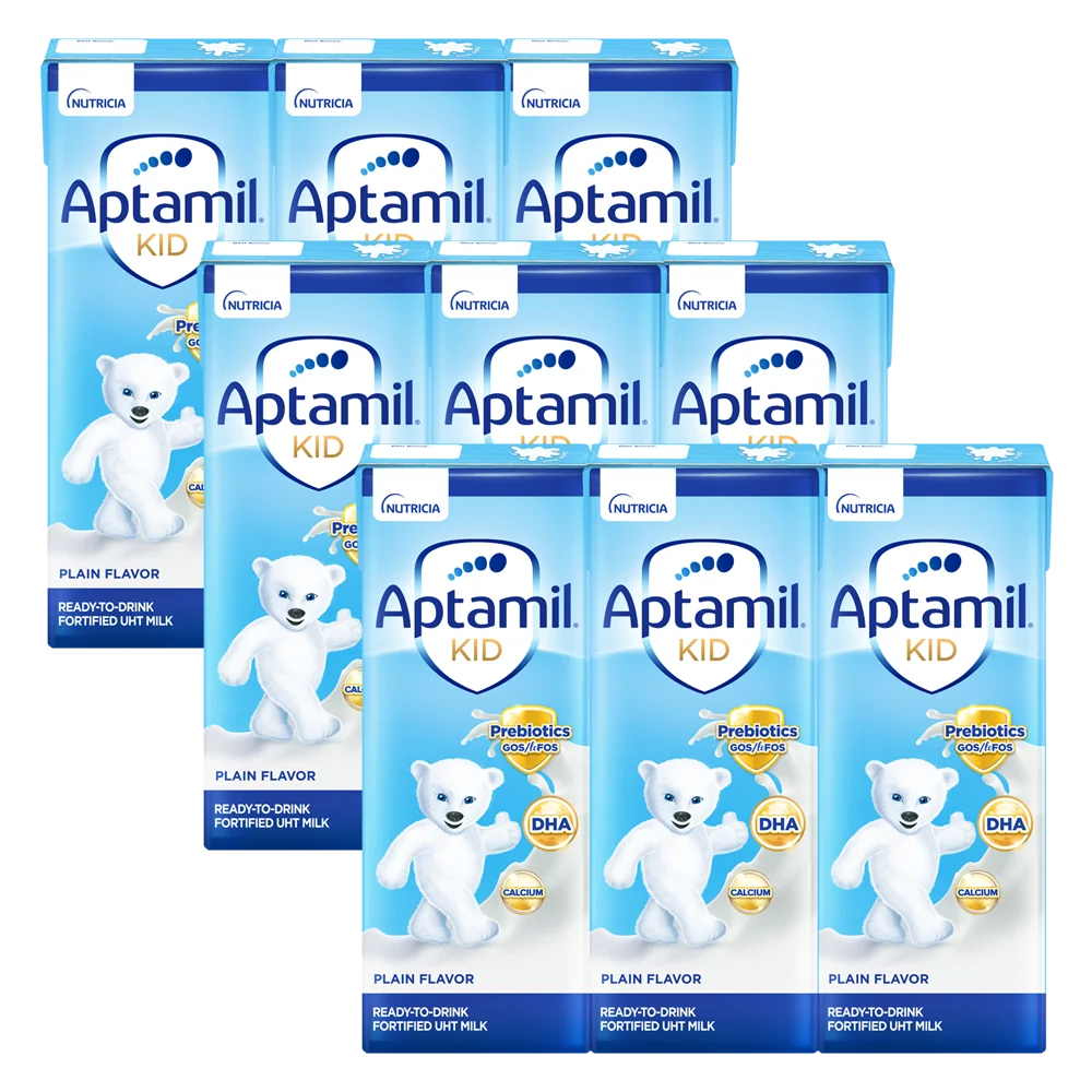 Combo 3 lốc Sữa dinh dưỡng pha sẵn Aptamil Kid 180ml, lốc 3 hộp (Từ 1 tuổi)