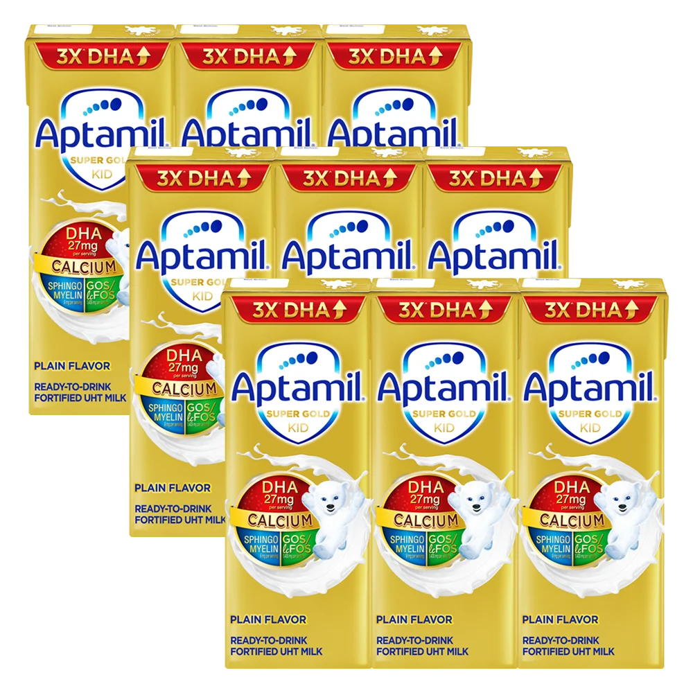 Combo 3 lốc Sữa pha sẵn Aptamil Super Gold Kid 180ml (lốc 3 hộp)