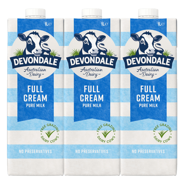 Combo 3 Sữa tươi nguyên chất tiệt trùng DEVONDALE MILK 1L