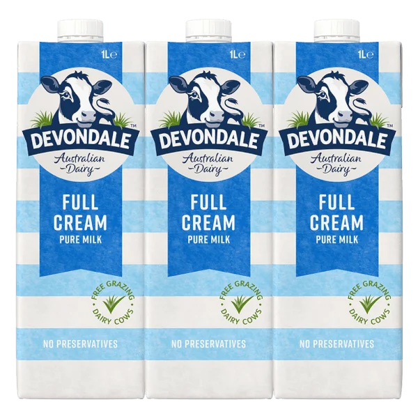 Combo 3 Sữa tươi nguyên chất tiệt trùng DEVONDALE MILK 1L