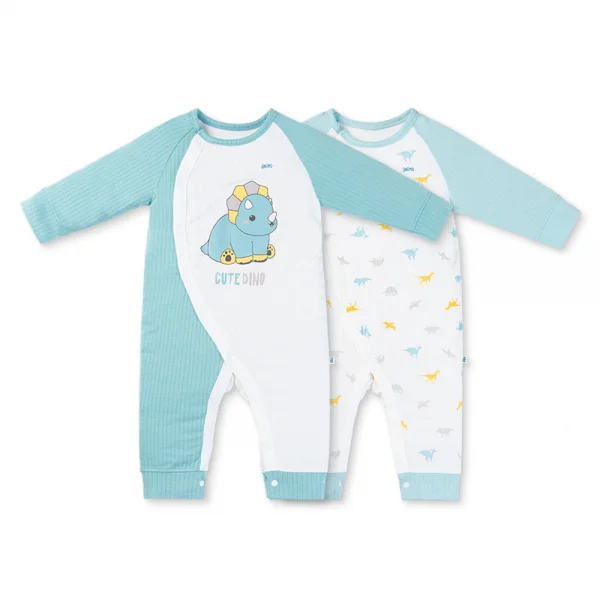 Set 2 bodysuit rayon chống muỗi dài Animo VD0825029 (0-12M,Lá-xanh,TT06)