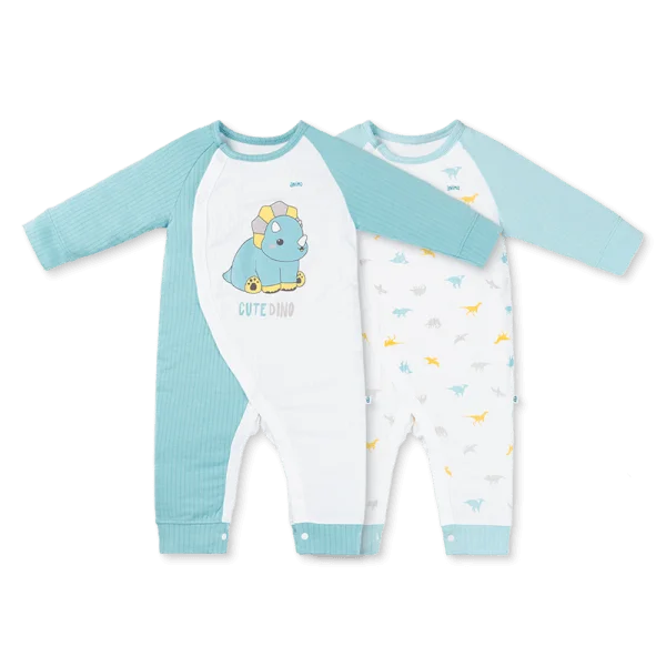 Set 2 bodysuit rayon chống muỗi dài Animo VD0825029 (0-12M,Lá-xanh,TT06)