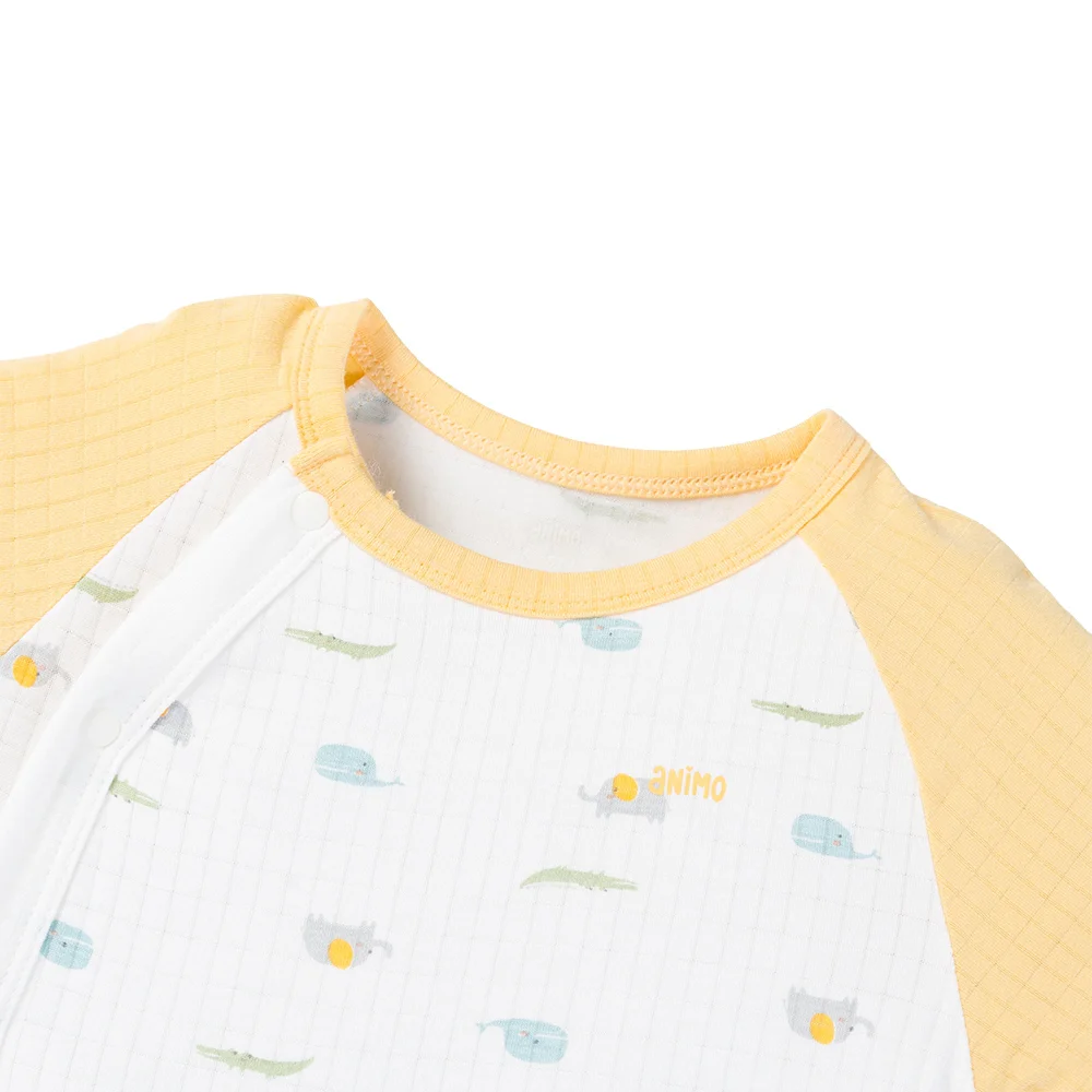 Set 2 bodysuit rayon chống muỗi đùi Animo VD0825027 (0-12M,Vàng-xanh,TT06)