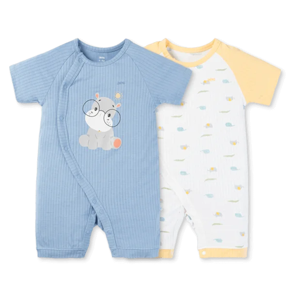 Set 2 bodysuit rayon chống muỗi đùi Animo VD0825027 (0-12M,Vàng-xanh,TT06)