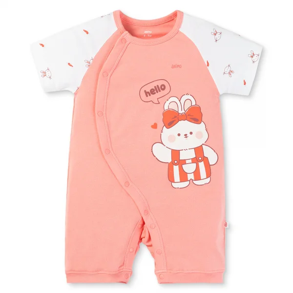 Set 2 Bodysuit kháng khuẩn Modal đùi Animo VD0725010 (0-3M,Dâu-trắng,TT06)