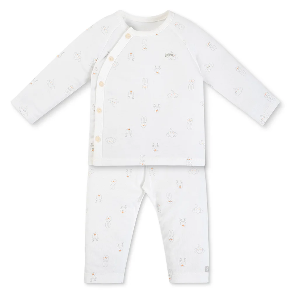 Bộ modal kháng khuẩn dài Animo HR VD0825081 (0-6M,Xám-trắng,NN06)