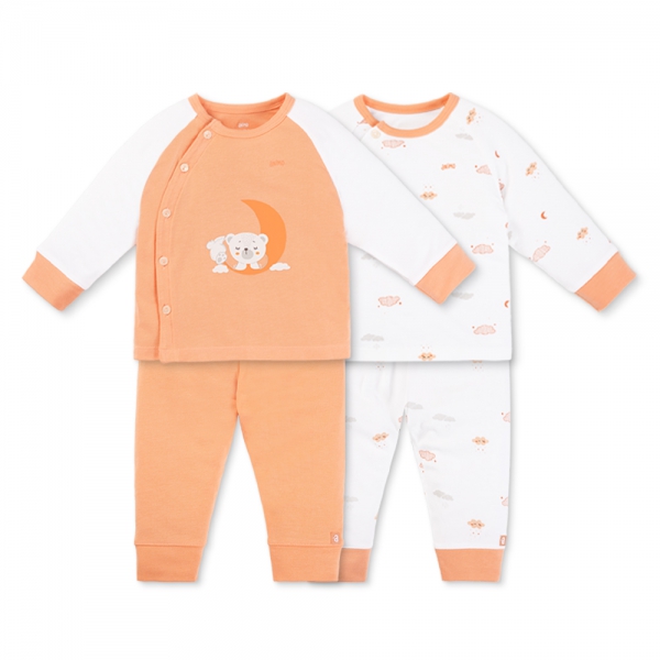 Set 2 Bộ kháng khuẩn Modal dài Animo VD0725007 (0-24M,Cam-trắng,TT06)