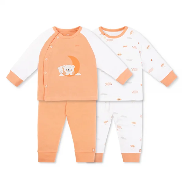 Set 2 Bộ kháng khuẩn Modal dài Animo VD0725007 (0-3M,Cam-trắng,TT06)