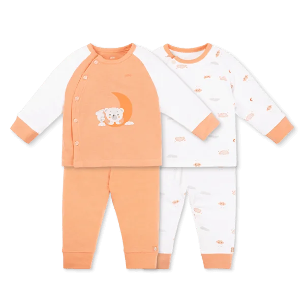 Set 2 Bộ kháng khuẩn Modal dài Animo VD0725007 (0-3M,Cam-trắng,TT06)