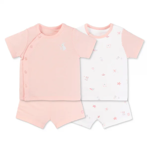 Set 2 Bộ kháng khuẩn Modal ngắn Animo VD0725002 (0-3M,Hồng-trắng,NN05)