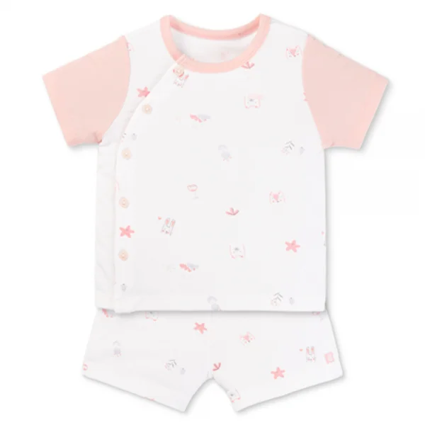 Set 2 Bộ kháng khuẩn Modal ngắn Animo VD0725002 (0-3M,Hồng-trắng,NN05)