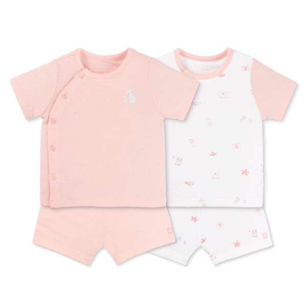 Set 2 Bộ kháng khuẩn Modal ngắn Animo VD0725002 (0-3M,Hồng-trắng,NN05)