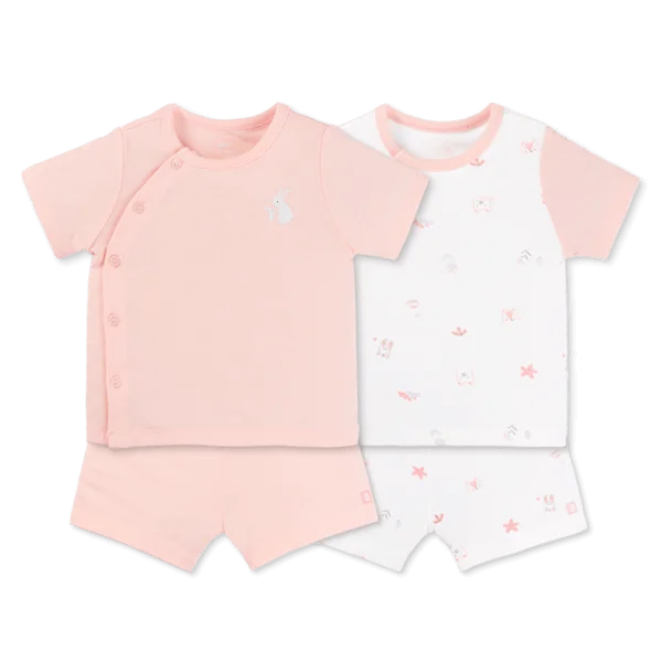 Set 2 Bộ kháng khuẩn Modal ngắn Animo VD0725002 (0-3M,Hồng-trắng,NN05)